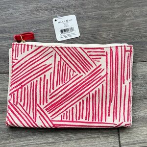 3/$24 MARA MI journal notebook book cover canvas red zippered pouch NWT